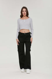 Pantalón Mujer Cargo Ajustable Negro