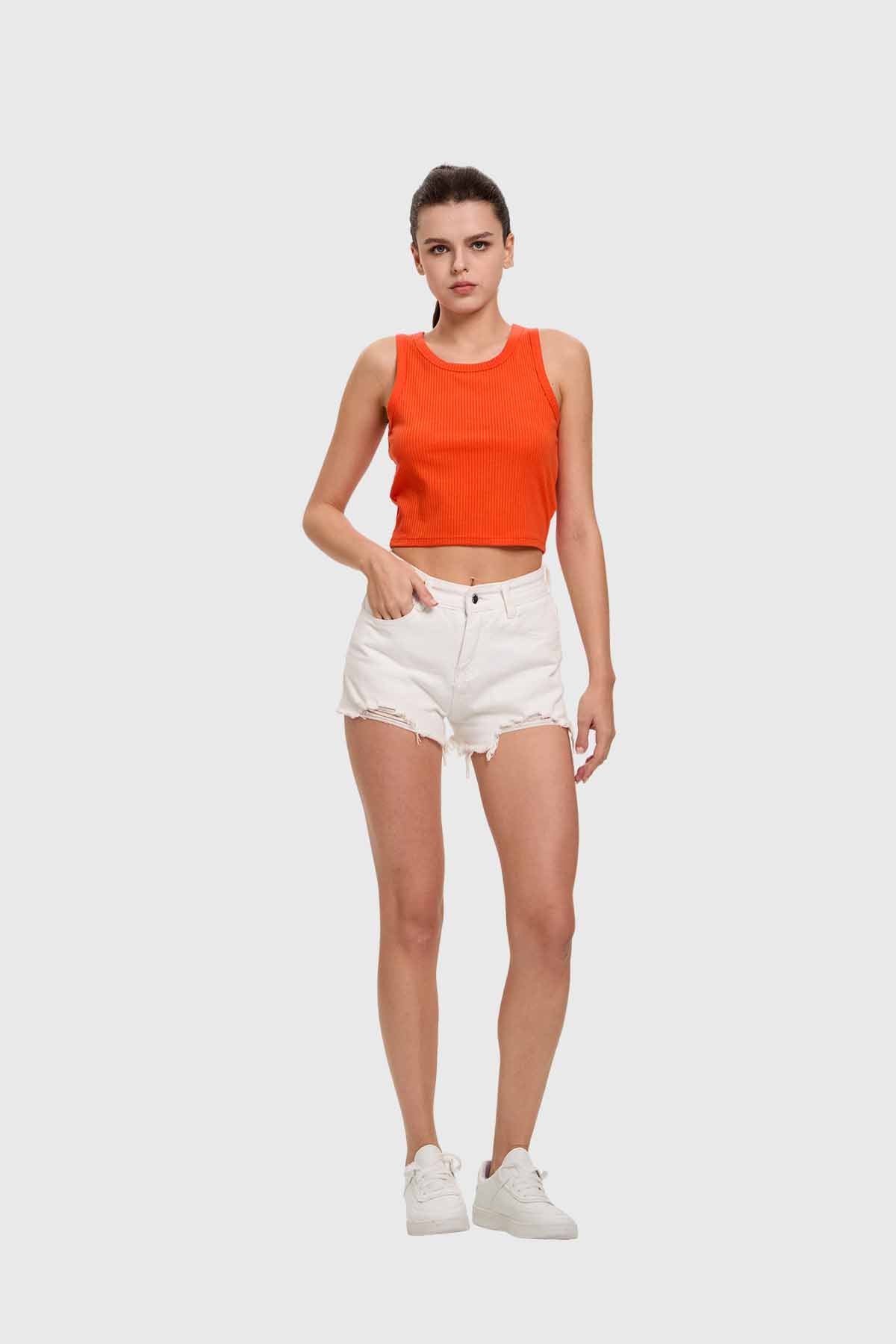 Polera Mujer Sudadera Naranjo