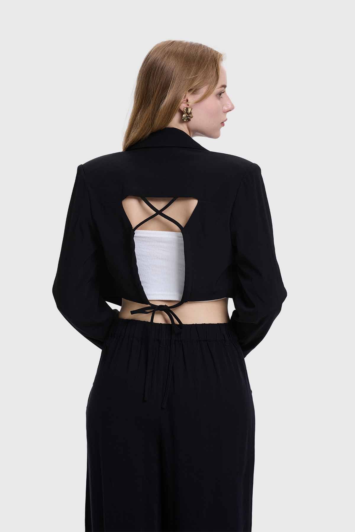 Blazer Mujer Tiras Espalda Negro