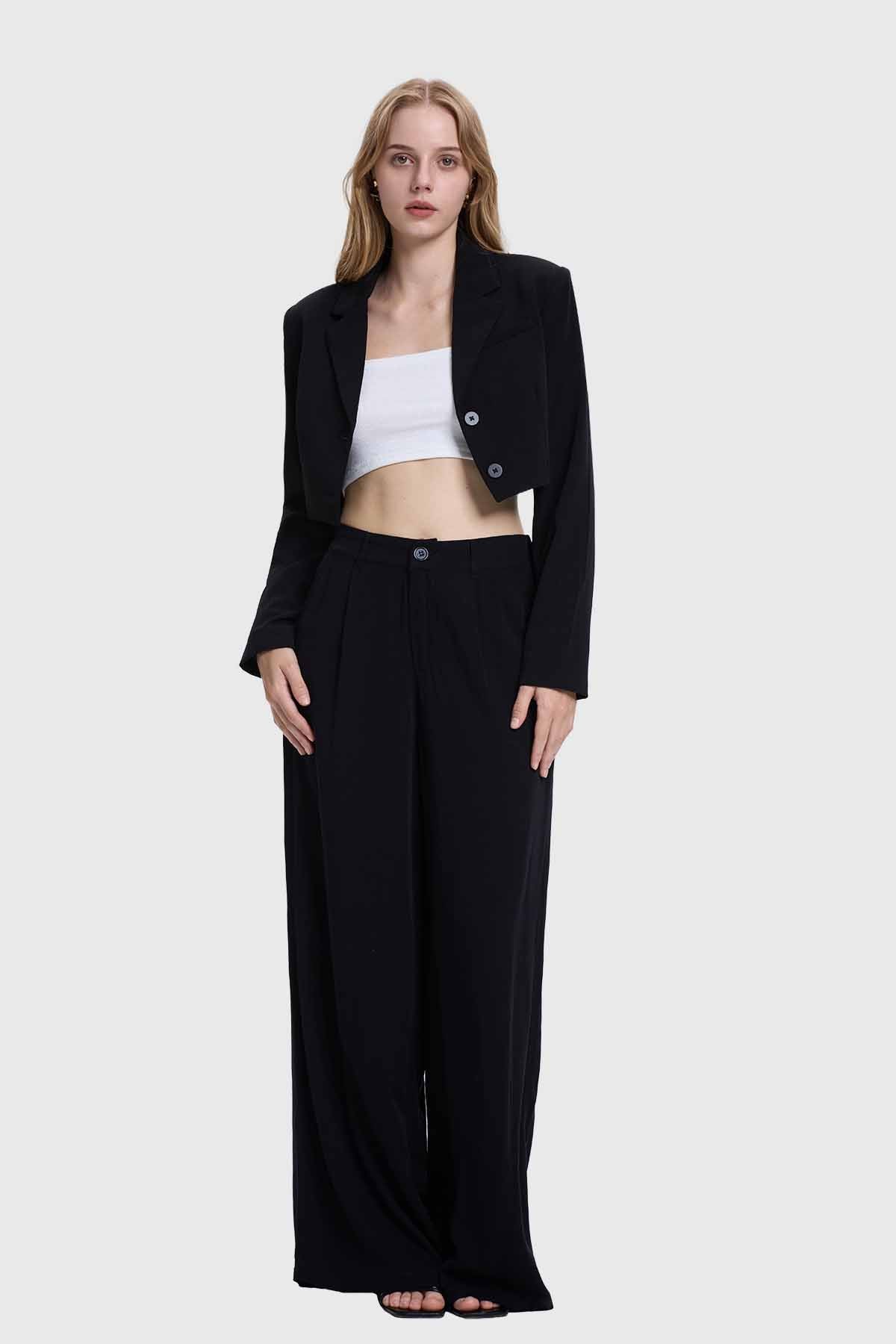 Blazer Mujer Tiras Espalda Negro