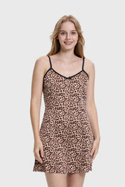 Vestido Mujer Lencero Leopardo Beige