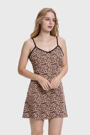 Vestido Mujer Lencero Leopardo Beige