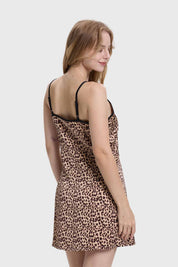 Vestido Mujer Lencero Leopardo Beige