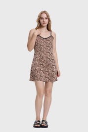 Vestido Mujer Lencero Leopardo Beige