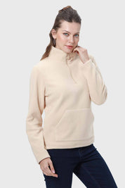 Polar Mujer Medio Cierre Estampado Beige