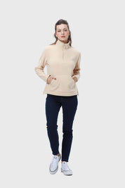 Polar Mujer Medio Cierre Estampado Beige