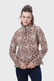Polar Mujer Medio Cierre Estampado Café