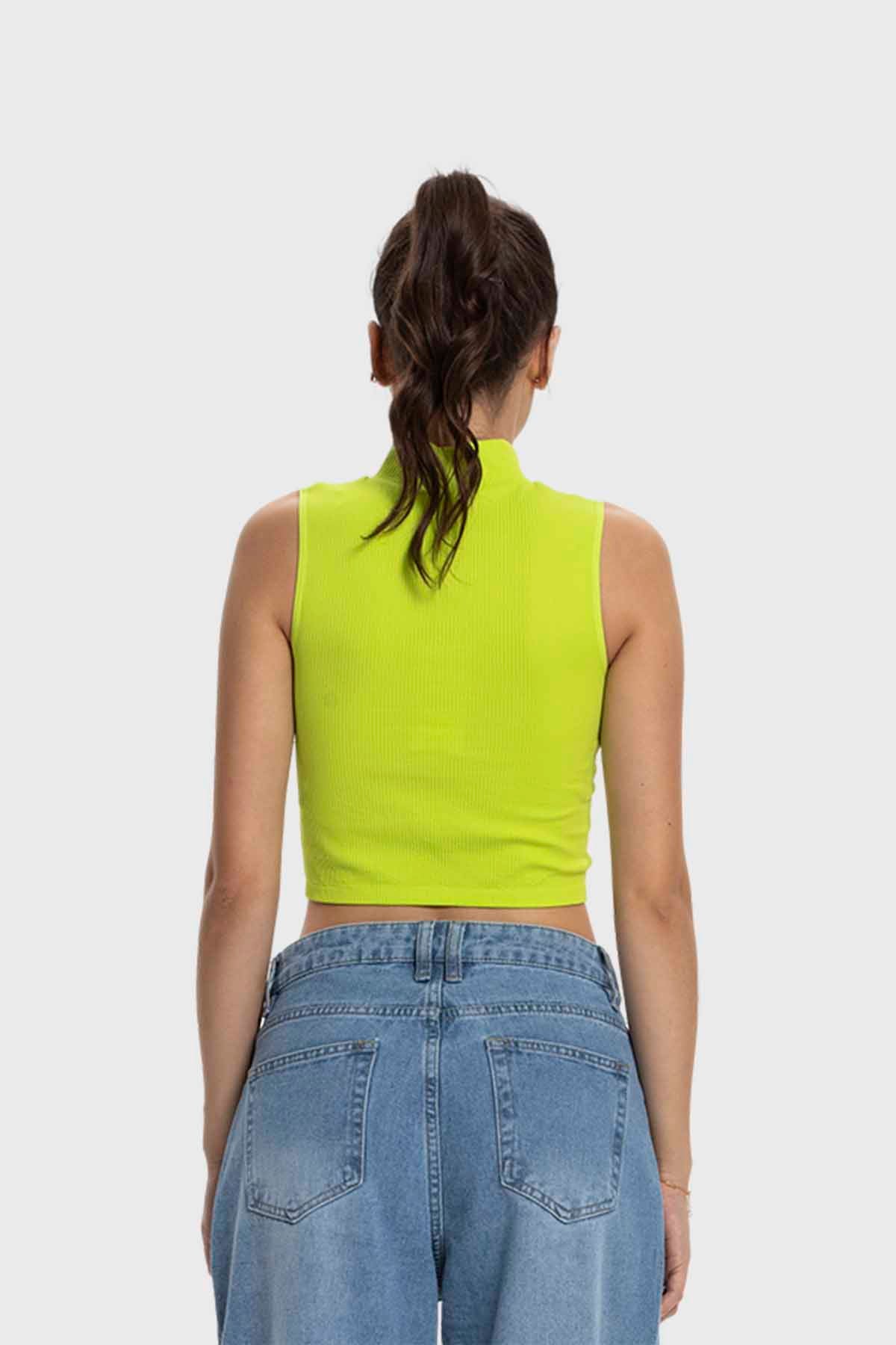 Polera Mujer Estilo Peto Verde Fluor