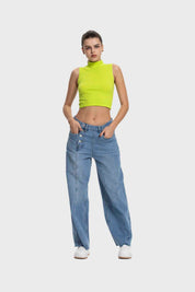 Polera Mujer Estilo Peto Verde Fluor