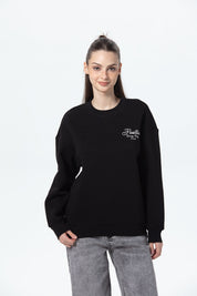 Polerón Mujer Oversize Print Negro