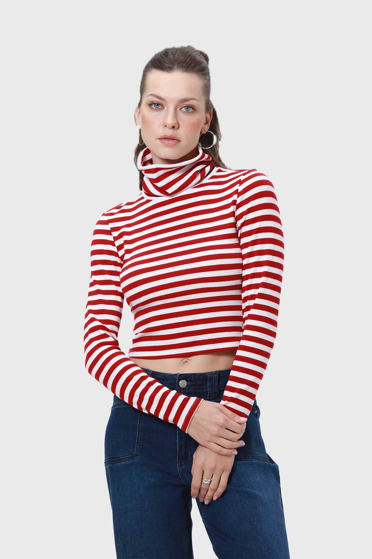 Polera Mujer Rib Rojo