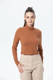 Polera Mujer Rib Café