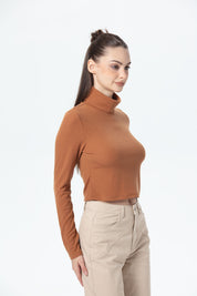 Polera Mujer Rib Café