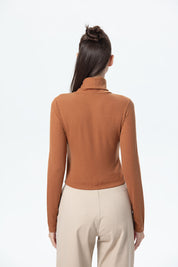 Polera Mujer Rib Café