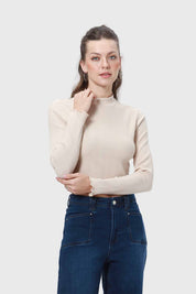 Polera Mujer Rib Beige