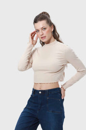 Polera Mujer Rib Beige