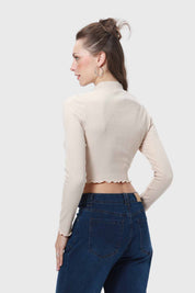 Polera Mujer Rib Beige