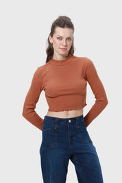 Polera Mujer Rib Café