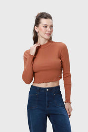 Polera Mujer Rib Café