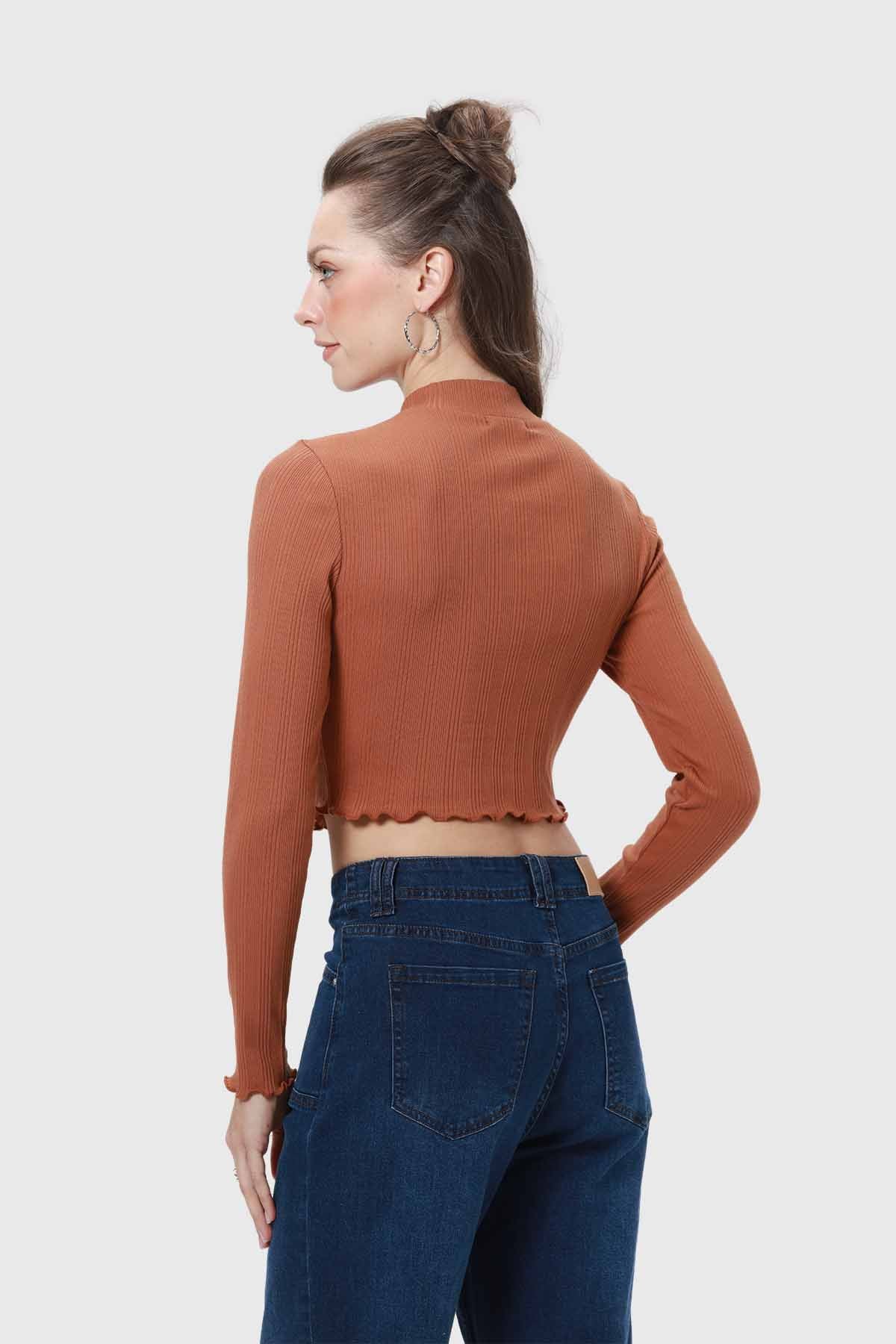 Polera Mujer Rib Café