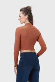 Polera Mujer Rib Café
