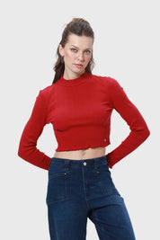 Polera Mujer Rib Rojo