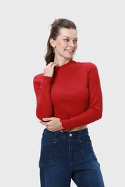 Polera Mujer Rib Rojo