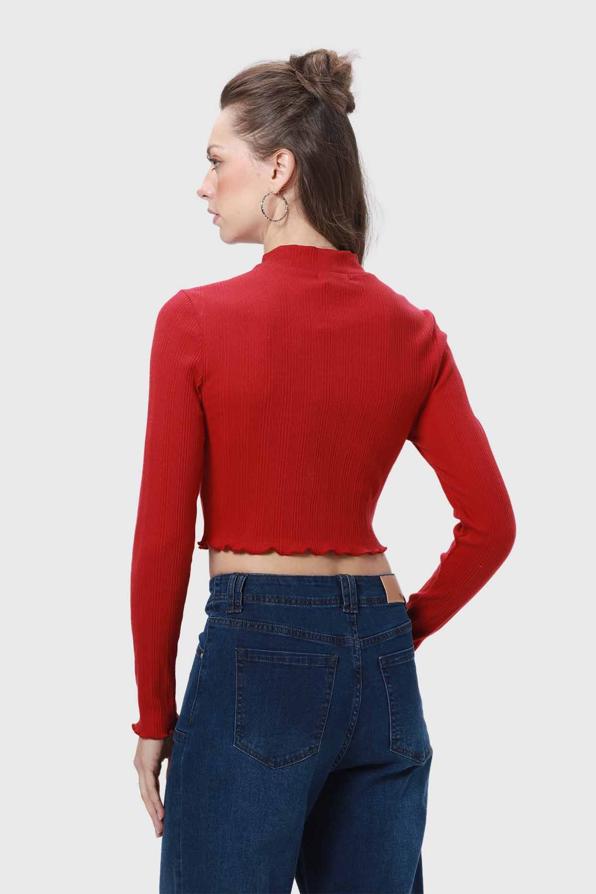 Polera Mujer Rib Rojo
