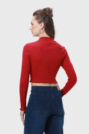 Polera Mujer Rib Rojo
