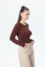 Polera Mujer Rib Chocolate