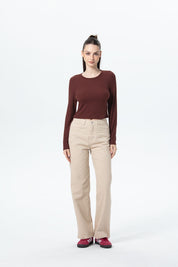 Polera Mujer Rib Chocolate