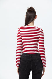 Polera Mujer Rib Rojo