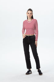 Polera Mujer Rib Rojo
