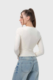 Polera Mujer Abotonada Crudo
