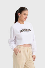 Polerón Mujer Crop Blanco