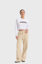 Polerón Mujer Crop Blanco