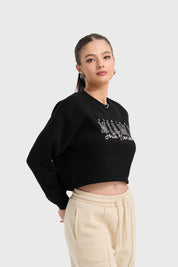Polerón Mujer Crop Negro