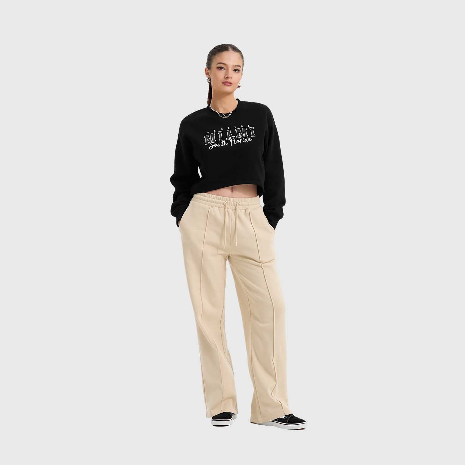 Polerón Mujer Crop Negro