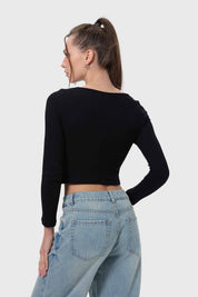 Polera Mujer Ojetillos En Costado Negro