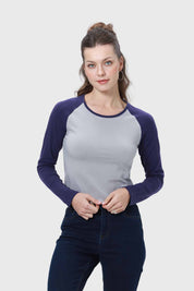 Polera Mujer Bicolor Azul