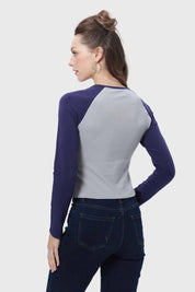 Polera Mujer Bicolor Azul
