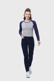 Polera Mujer Bicolor Azul