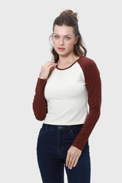 Polera Mujer Bicolor Chocolate