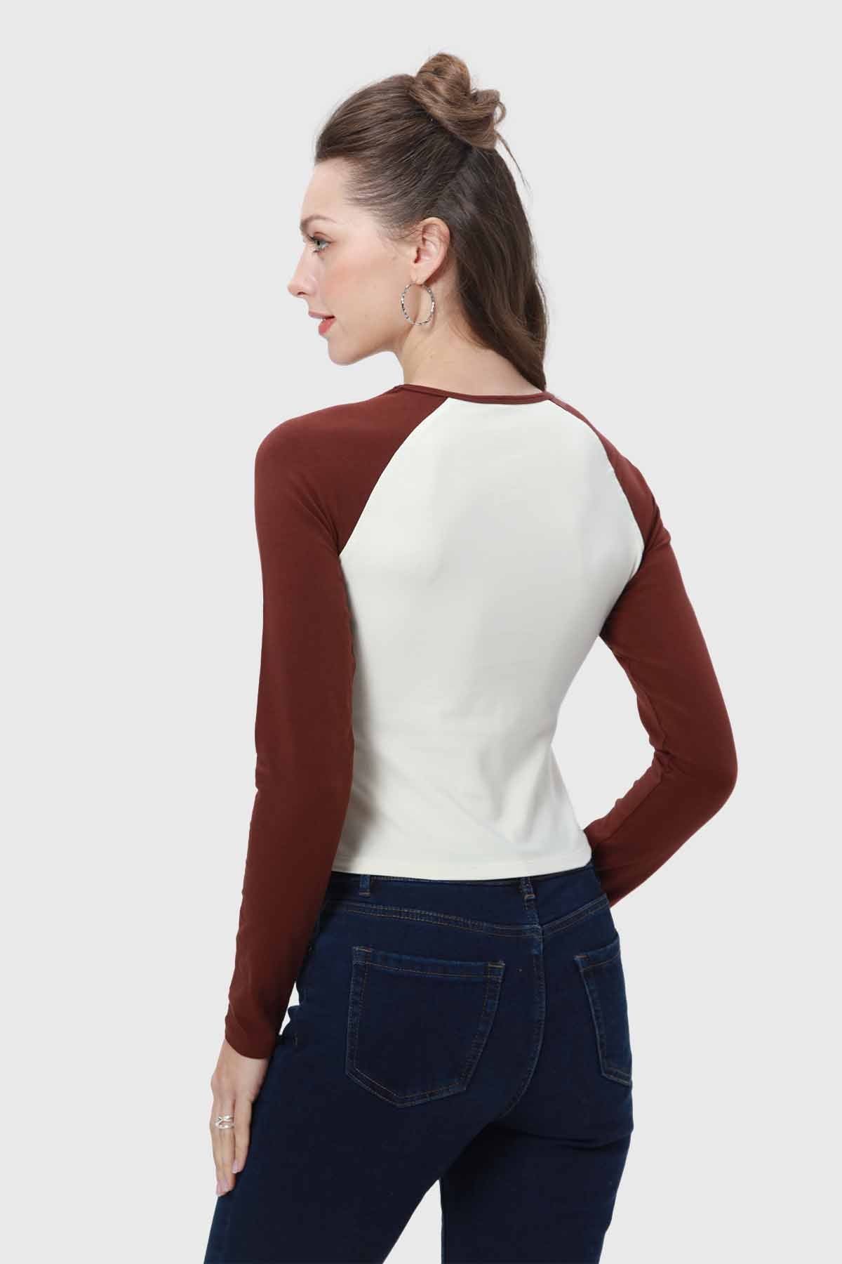 Polera Mujer Bicolor Chocolate