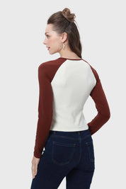 Polera Mujer Bicolor Chocolate