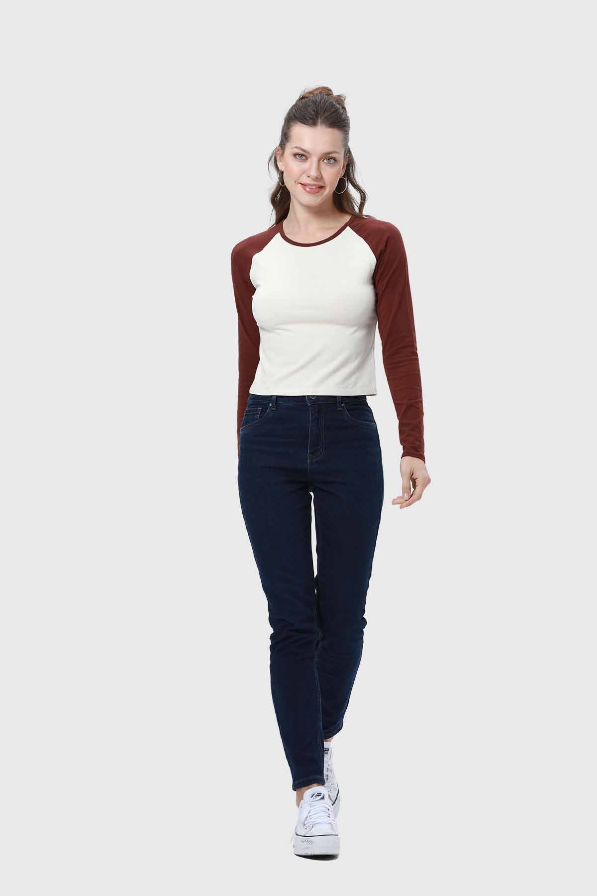 Polera Mujer Bicolor Chocolate