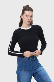 Polera Mujer Lineas Negro