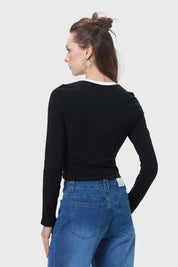 Polera Mujer Lineas Negro