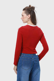 Polera Mujer Lineas Rojo