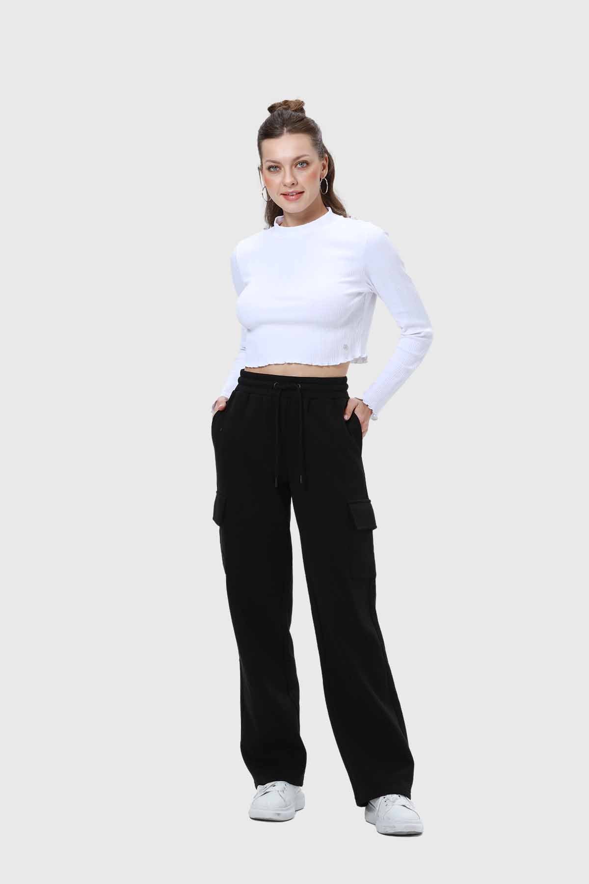 Pantalón Buzo Mujer Cargo Negro